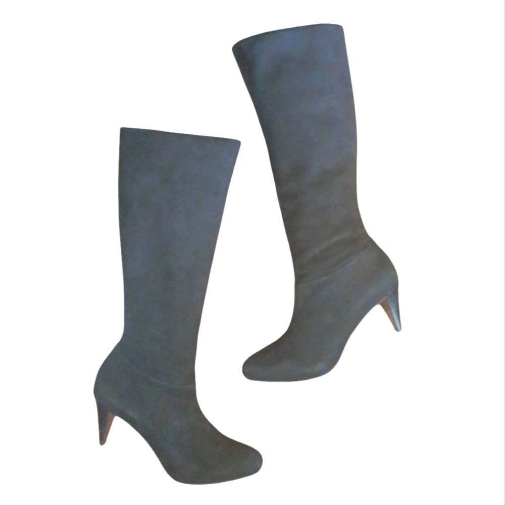 R.S.V.P. Black Suede Knee High Boots Women's Tall Pointed Toe Heeled Boots sz 8